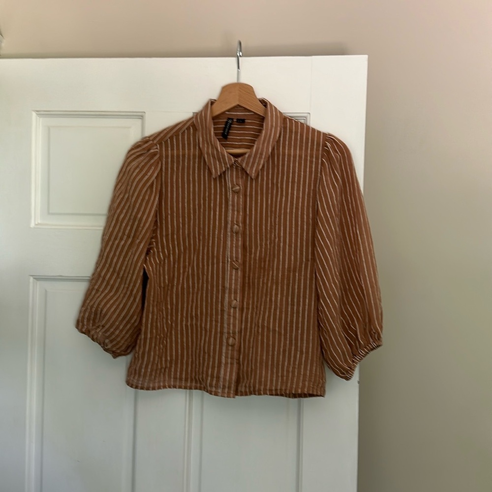 Brown and cream summer top